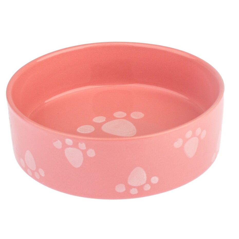 Keramická miska pro psa Tlapka růžová, 15 x 5 cm - main (0)
