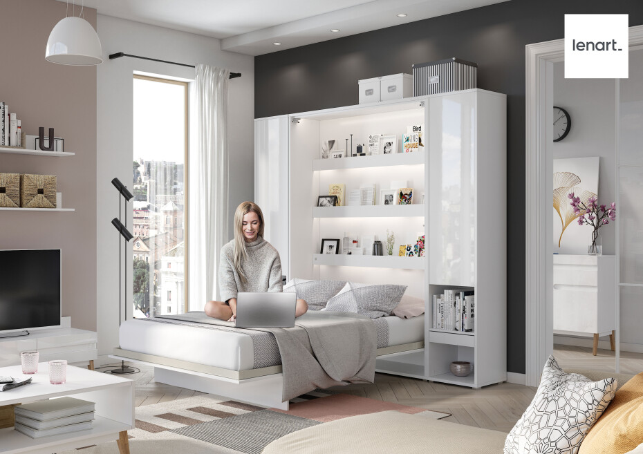 Dig-net nábytek Sklápěcí postel Lenart BED CONCEPT BC-06p bílý lesk | 90 x 200 cm - main (5)
