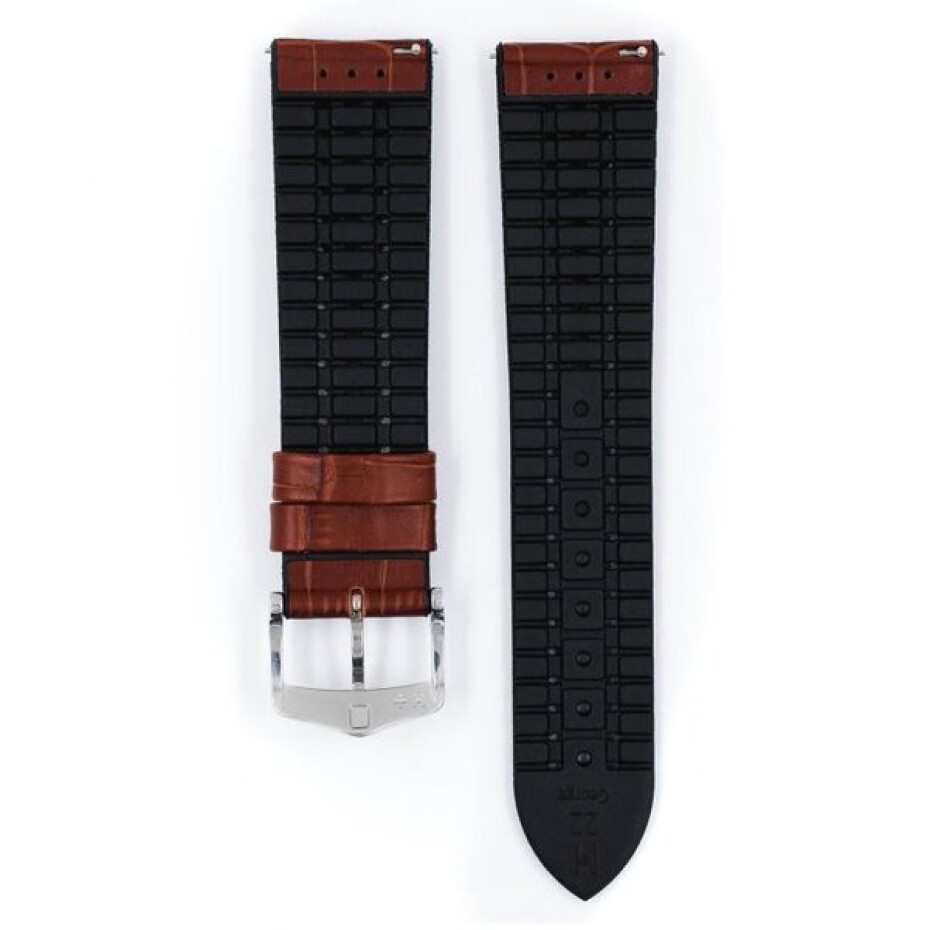 Řemínek Hirsch George - zlatohnědý - 22 mm - L – Standardní délka (doporučujeme) - 20 mm - Stříbrná - main (2)