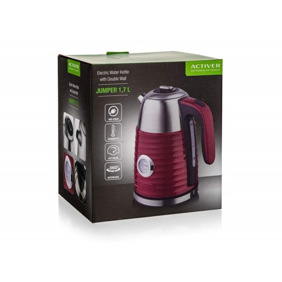 Activer Dvoustěnná rychlovarná konvice Jumper 1,7 l, červená - main (9)