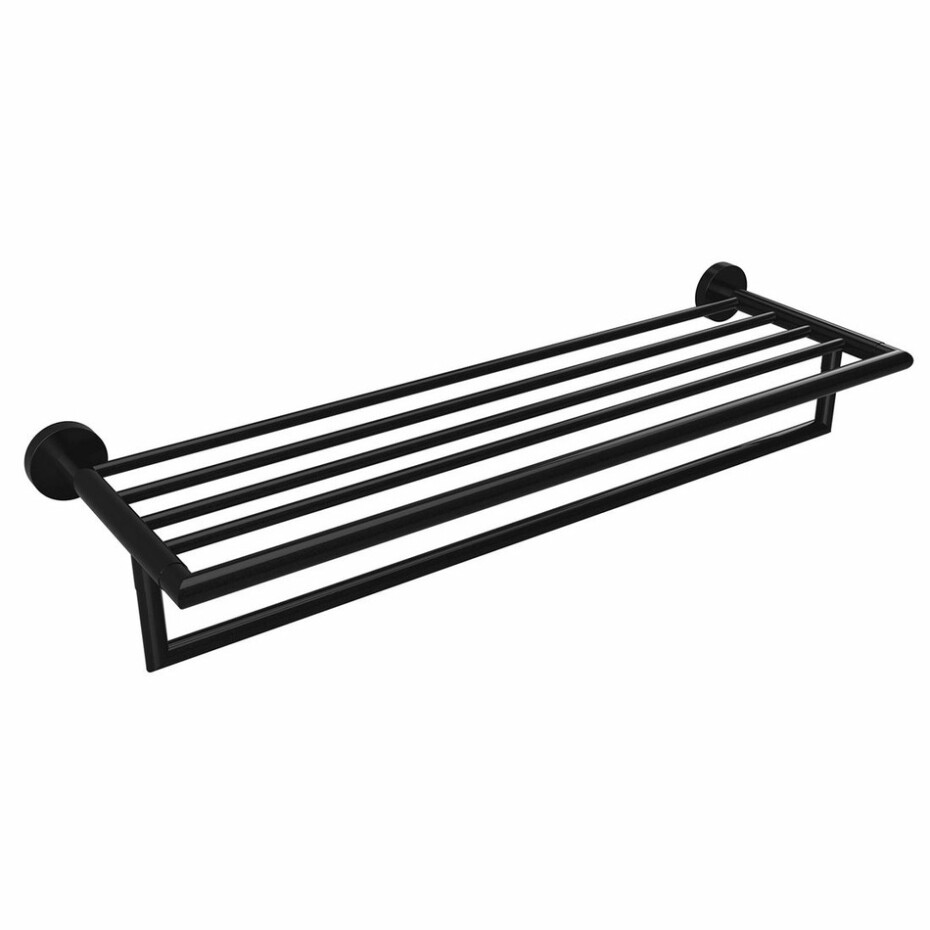 SAPHO XB404 X-Round black polička na ručníky s hrazdou 55 x 26,5 x 11 cm, černá   - main (0)