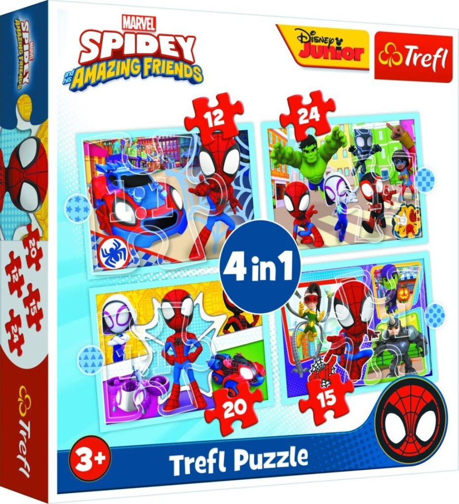 Trefl Puzzle Spidey a jeho úžasní přátelé 4v1 (12,15,20,24 dílků) - Trigano - main (0)