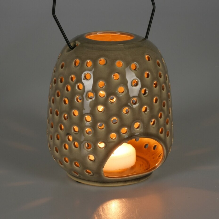 Keramická lucerna Dots šedá, 15 x 23 cm - main (1)