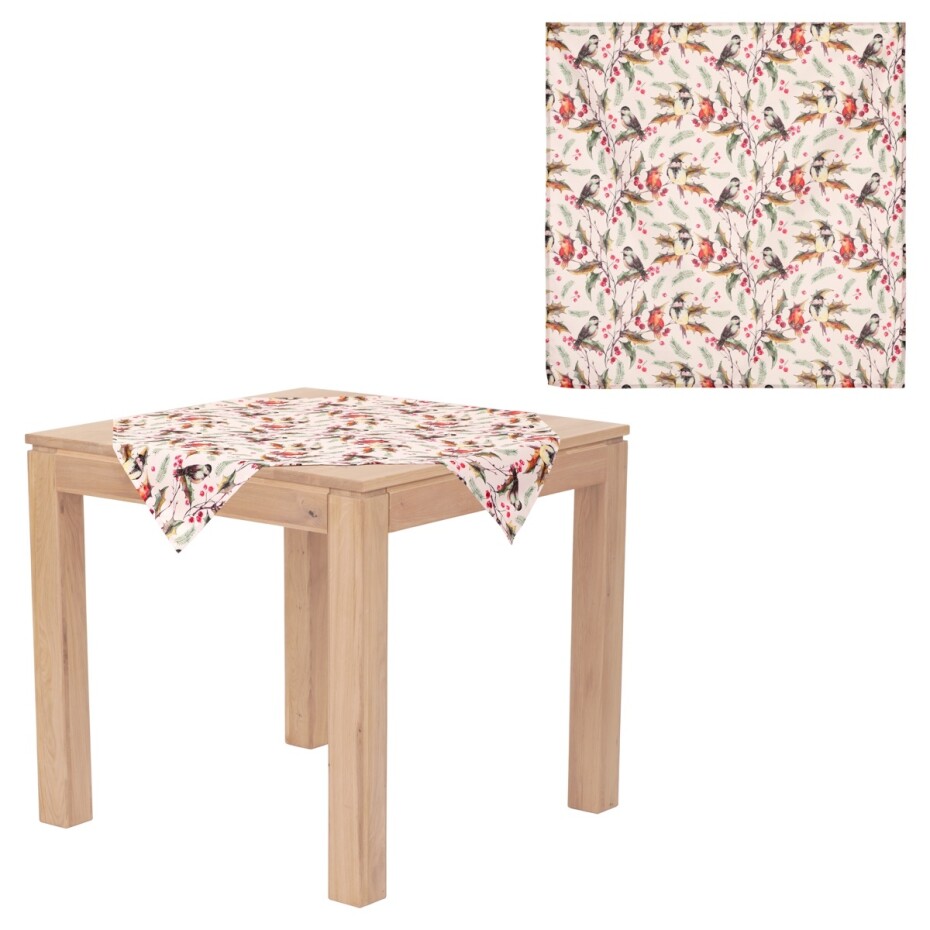 Ubrus s vánočním motivem - ptáčkové, 80x80 cm,100 % polyester. - main (2)