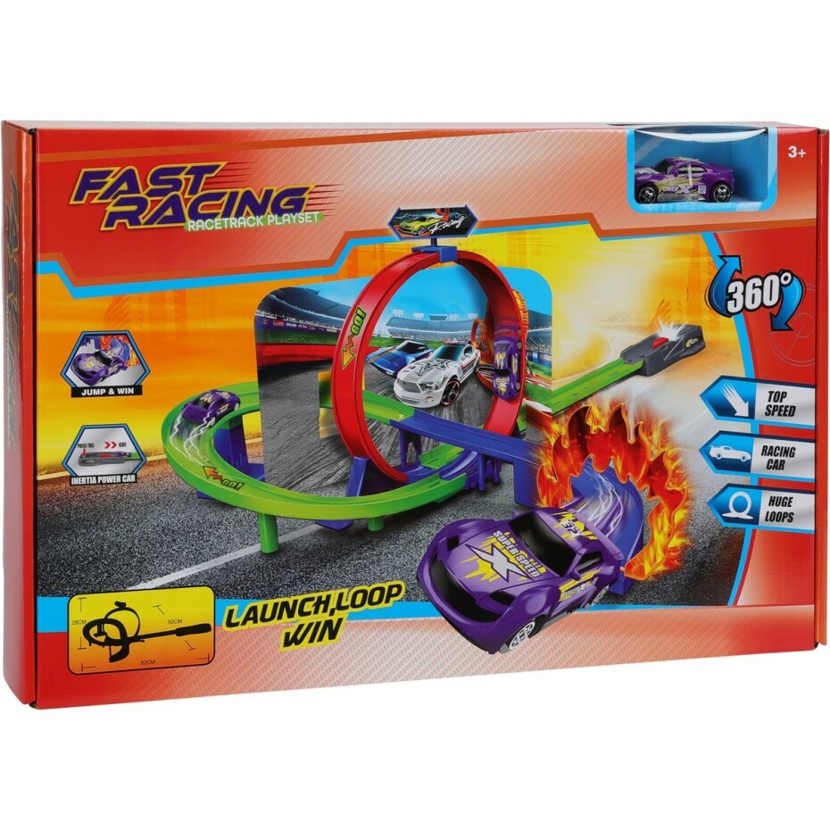 Závodní dráha Fast Racing s autem, 7 dílů, 46,5 x 6,2 x 29,6 cm - main (1)