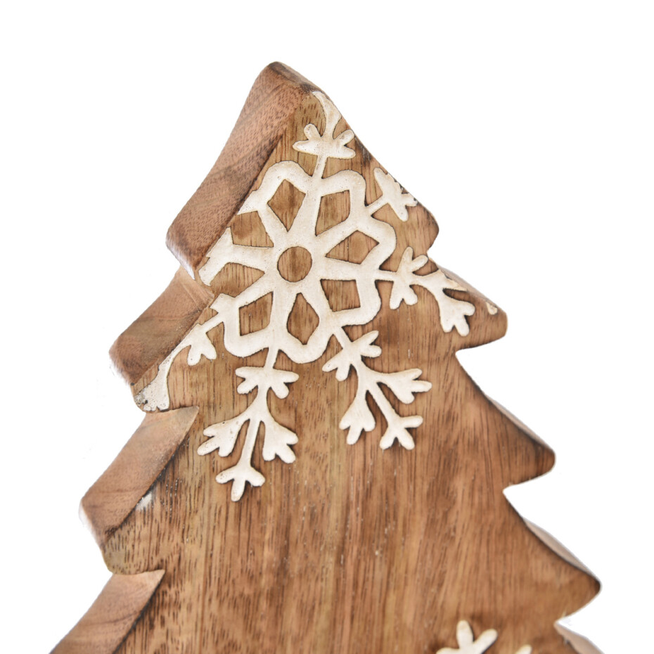 4Home Dekorace z mangového dřeva Snowflake Tree, 33 cm - main (1)