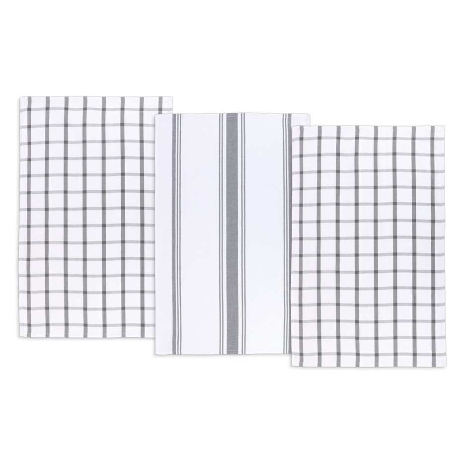 Bellatex Kuchyňská utěrka káro šedá, 50 x 70 cm, sada 3 ks - main (1)