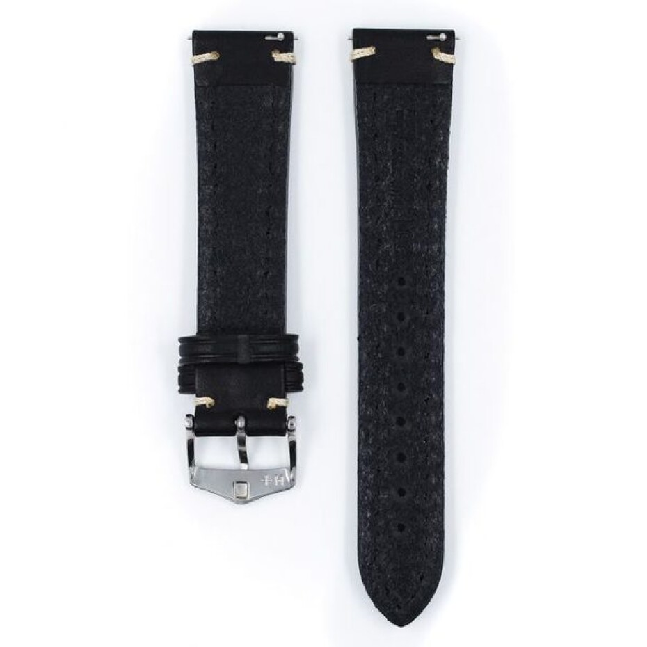 Řemínek Hirsch Liberty - černý - 20 mm - L – Standardní délka (doporučujeme) - 18 mm - Stříbrná - main (2)