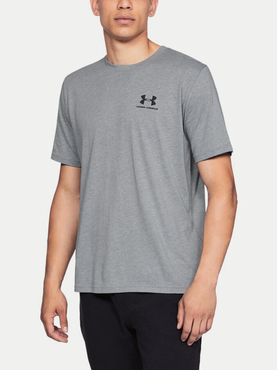 Pánské tričko s krátkým rukávem UA sportstyle Left Chest Steel Light Heather 1326799-036 - main (0)