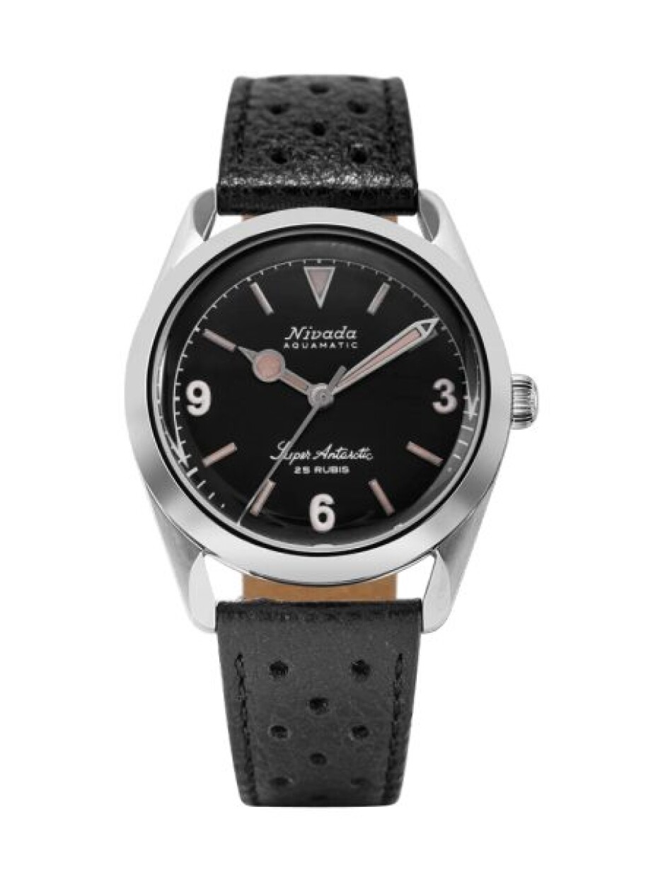Nivada Grenchen Super Antarctic 3.6.9 Black Vintage - Black Leather White Stitching - main (3)