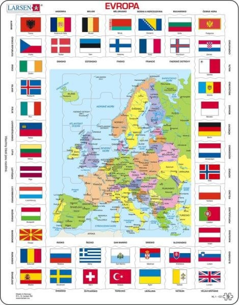 Puzzle MAXI - Mapa Evropy + vlajky/70 dílků - main (0)