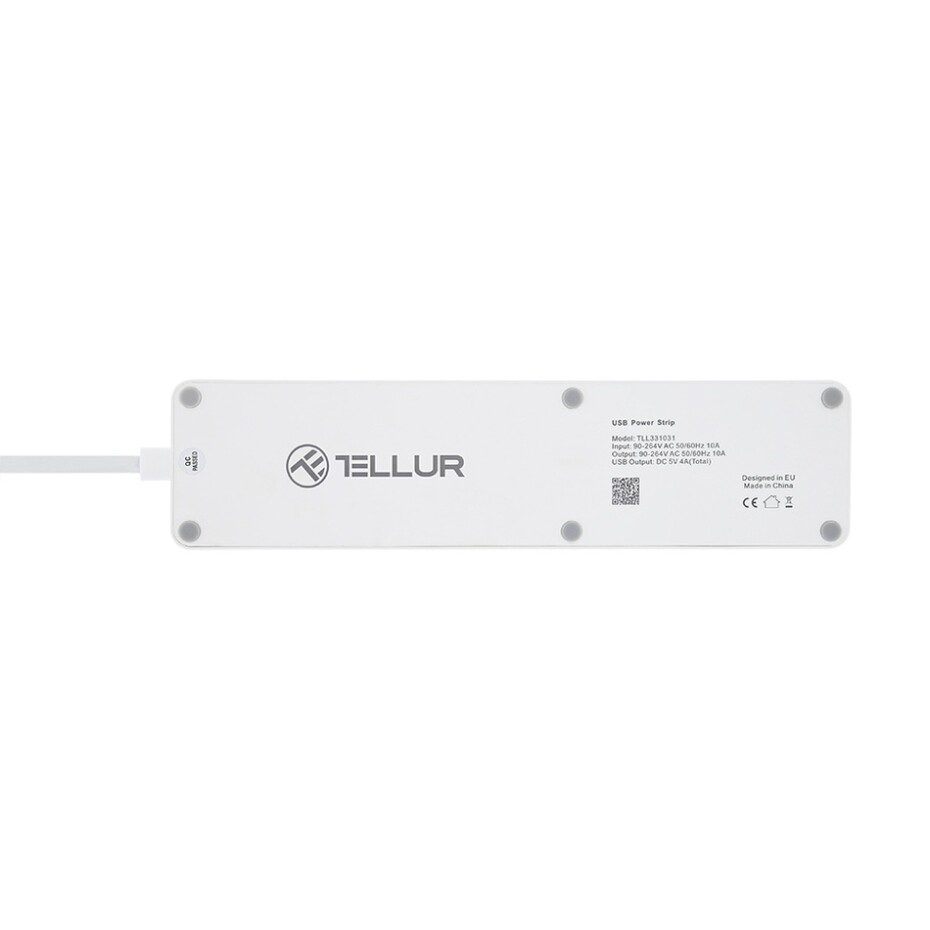 Tellur WiFi Smart Power Strip, 3x zásuvka, 4x USB 4A, 2200W, 10A, 1.8m, bílá - main (1)