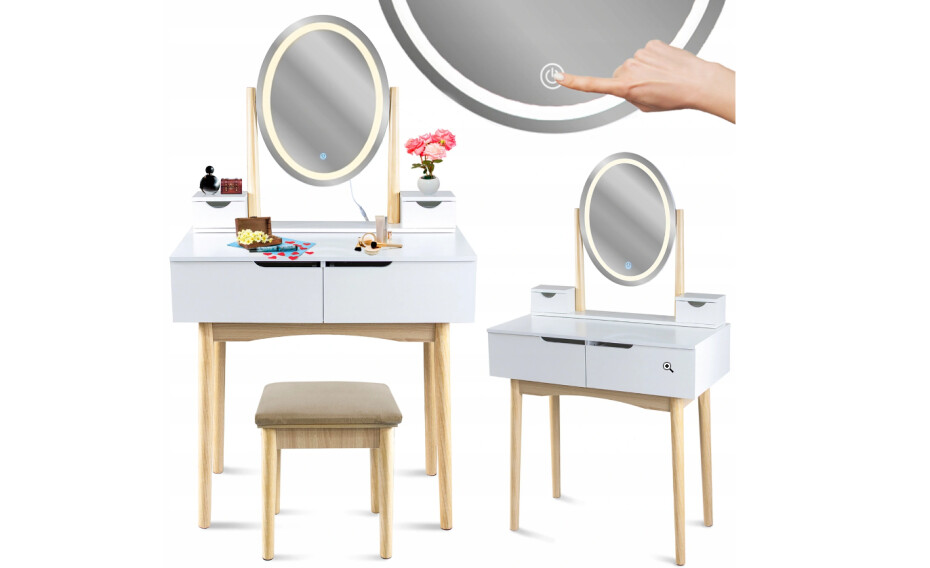 ArtJum Toaletní stolek WERRY 2 s oválným LED zrcadlem - main (4)