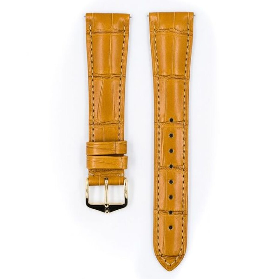 Řemínek Hirsch London Alligator - medový, mat - 20 mm - M – Střední délka - 16 mm - Zlatá - main (1)