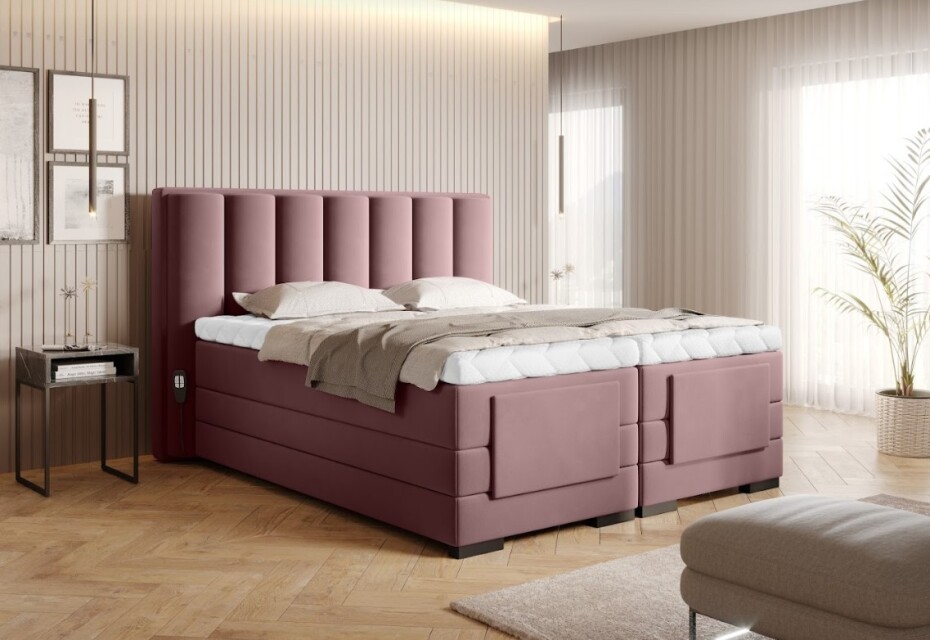 Artelta Manželská postel VEROS Boxspring | elektrická polohovatelná 160 x 200 cm Barva: Flores 22 - main (1)