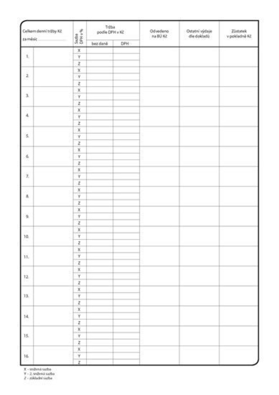 Kniha denních odvodů tržeb, A4, 100 listů - main (0)