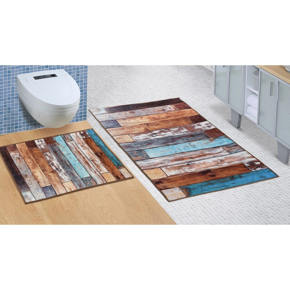 Bellatex Koupelnová sada bez výkroje Dřevěná podlaha, 60 x 100 cm, 60 x 50 cm - main (0)