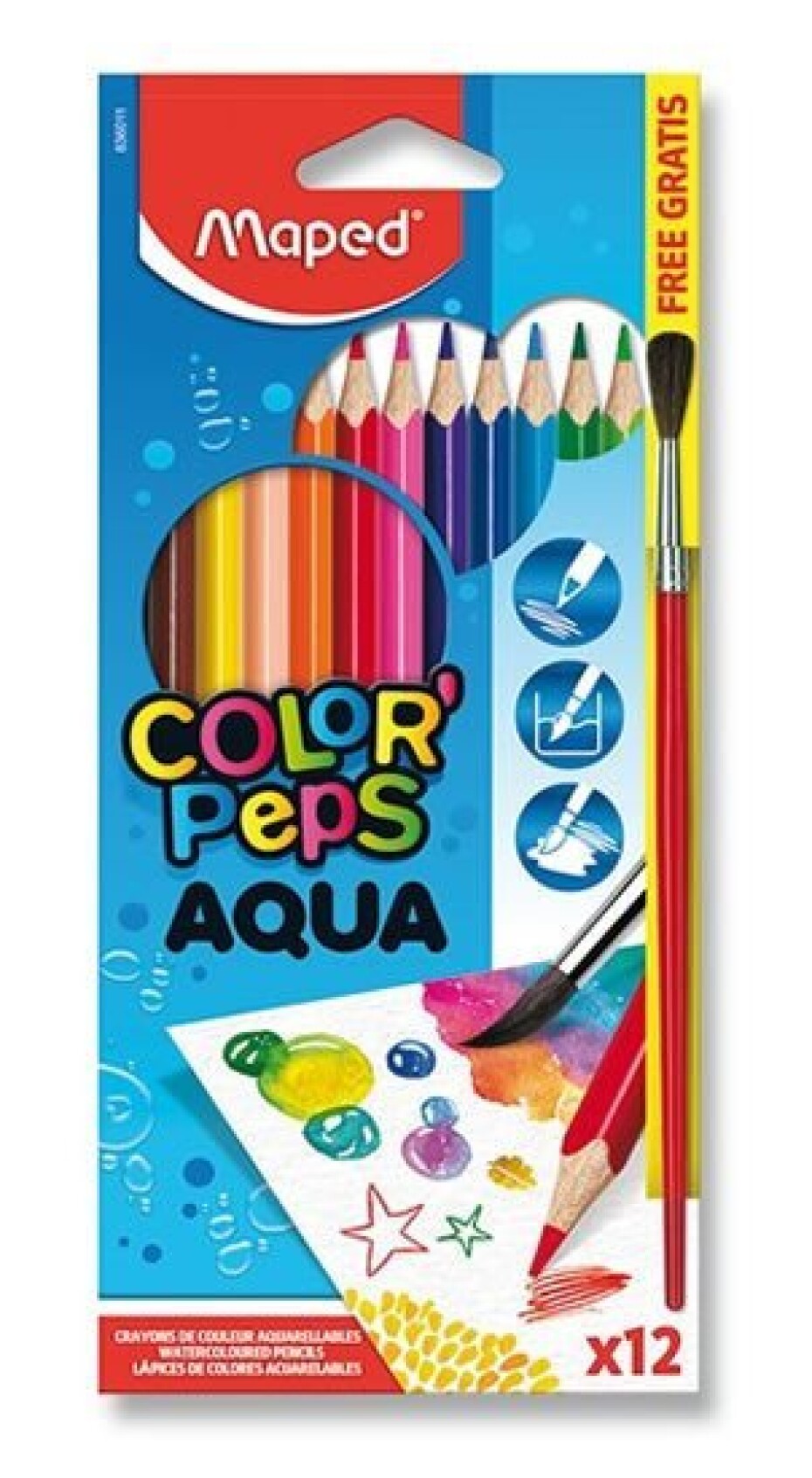 Maped - Pastelky Color´Peps AQUA 12ks + štětec - main (0)