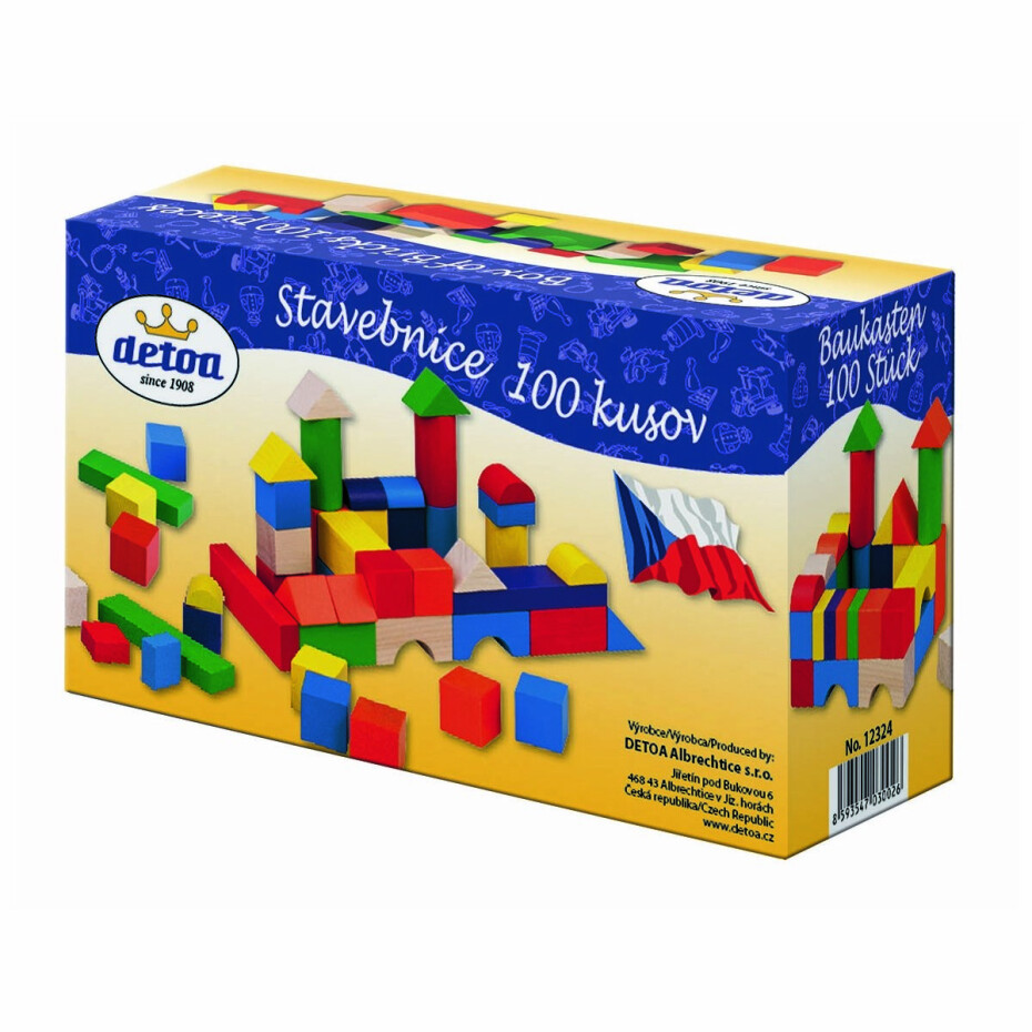Detoa Kostky stavebnice dřevo 100 ks v krabici 20x12x8 cm - main (1)