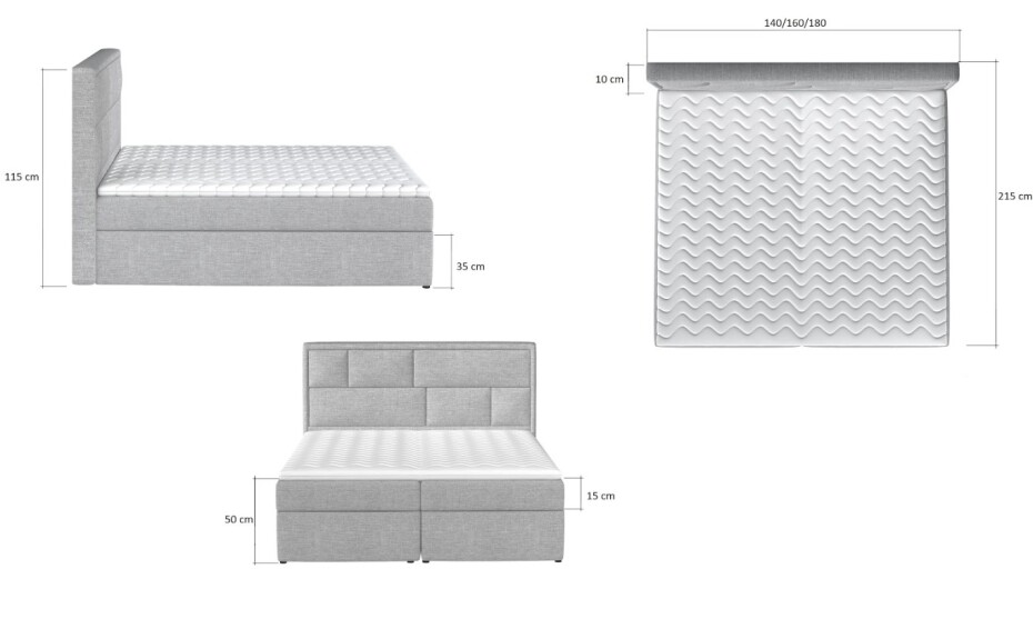 Artelta Manželská postel MERON Boxspring | 160 x 200 cm Barva: Dora 28 - main (14)