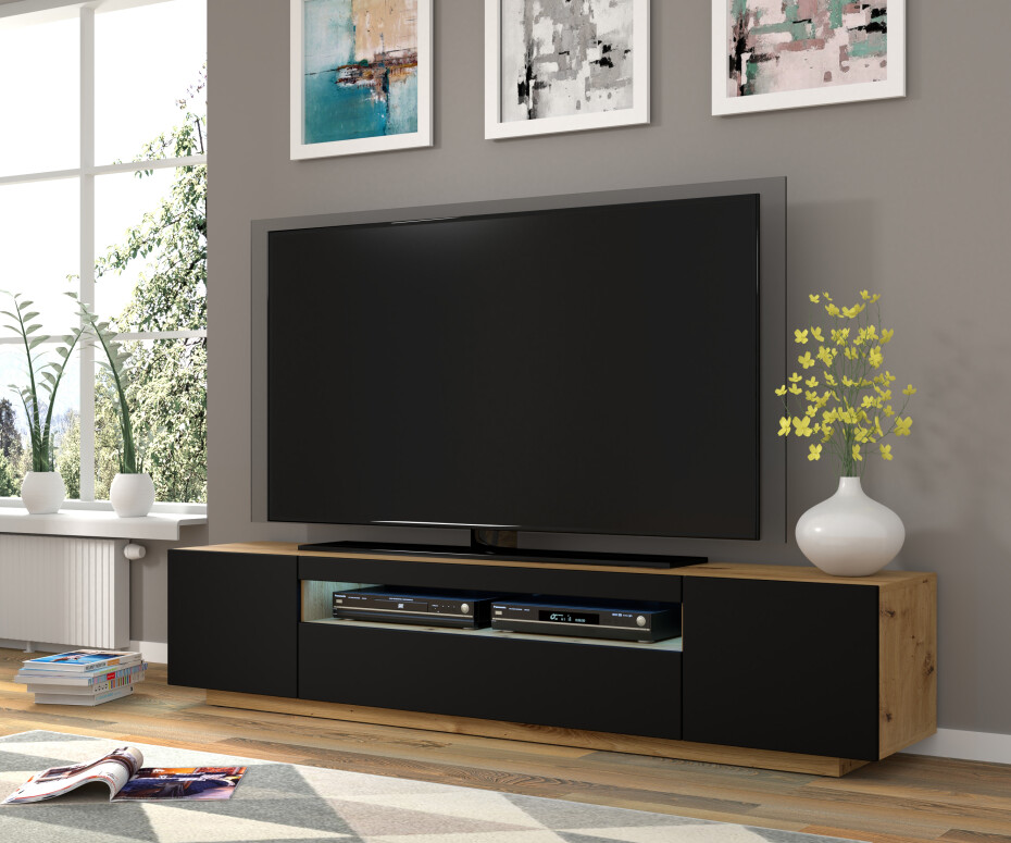 ARTBm TV stolek AURA 200 | dub artisan/černý mat - main (2)