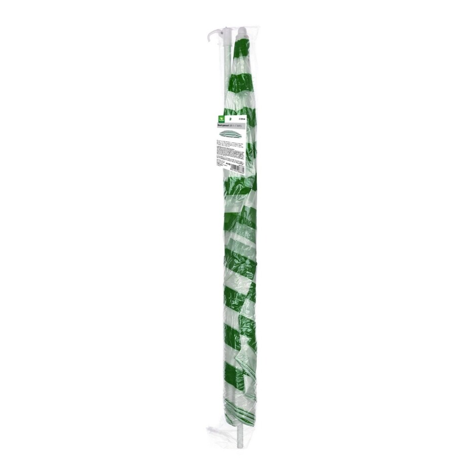 Slunečník plážový 230 cm, Happy Green, zelené pruhy - main (1)
