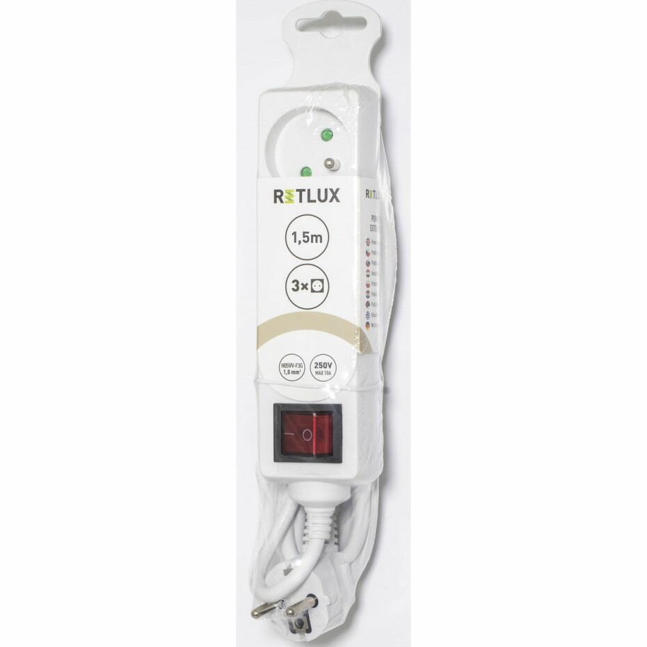Retlux RPC 18 Prodlužovací kabel s vypínačem, 3 zásuvky, 1,5 m - main (1)