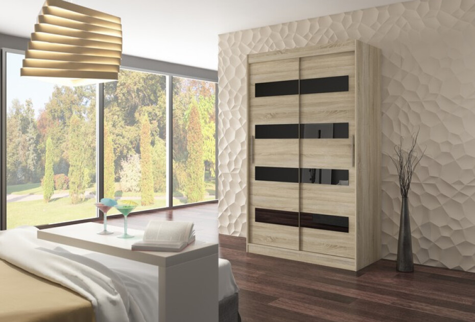 ArtAdrk Šatní skříň MARTINEZ | 150 cm Barva: sonoma / bílá lacobel - main (6)