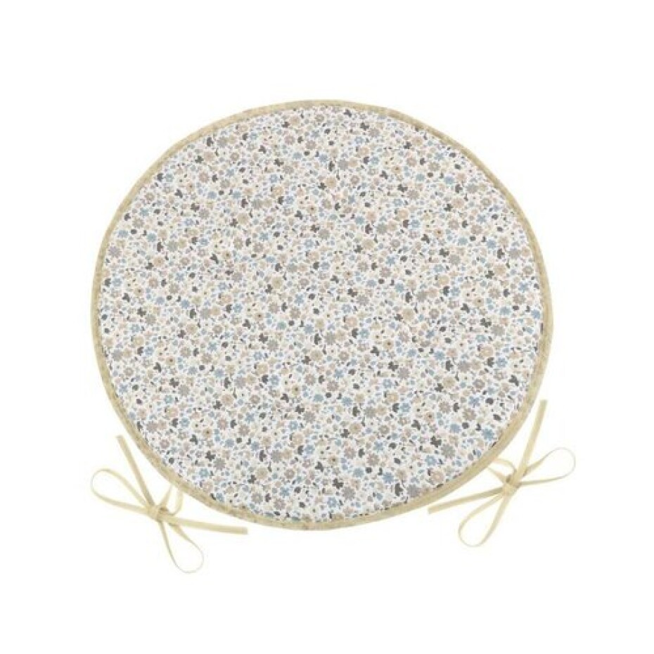 Bellatex Sedák EMA kulatý hladký Kvítek béžovomodrá , 40 cm - main (0)