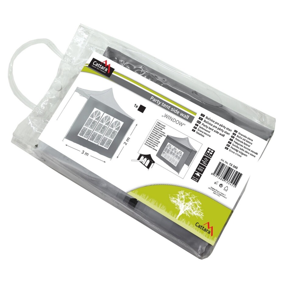 Cattara 13345 Bočnice s okny pro párty stan Waterproof, šedá, 2 x 3 m - main (4)
