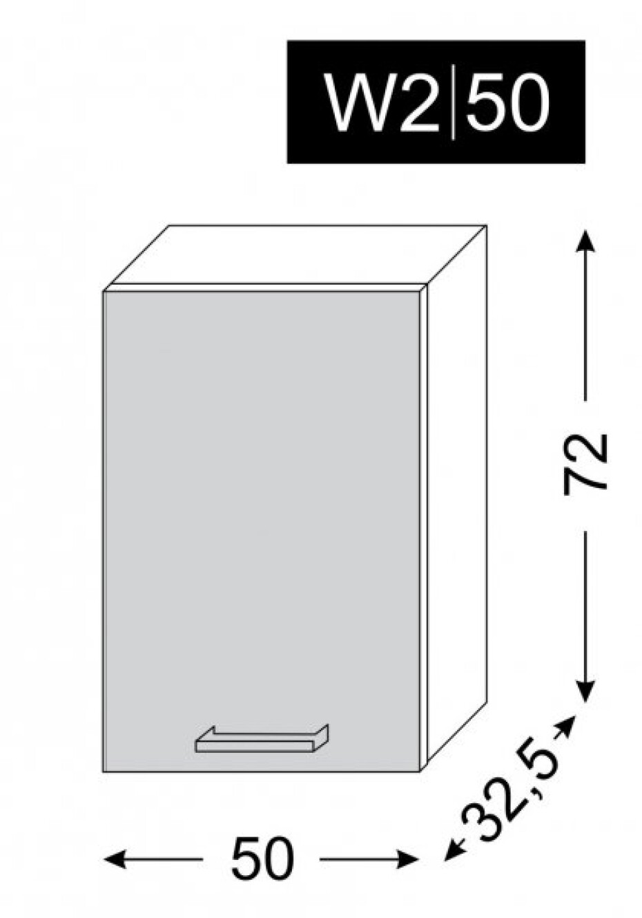 ArtExt Kuchyňská skříňka horní, W2 / 50 Amaro Barva korpusu: Grey - main (3)