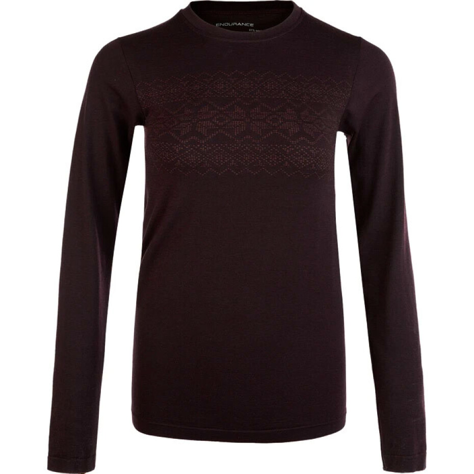 Dámské tričko Endurance  Yalia Seamless Wool Print LS Baselayer Dark Purple L/XL - main (0)
