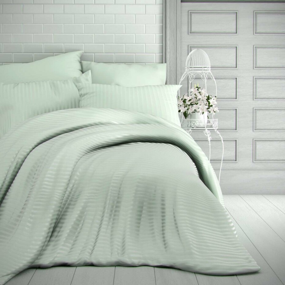 Kvalitex Saténové povlečení Stripe mentolová, 140 x 220 cm, 70 x 90 cm - main (0)