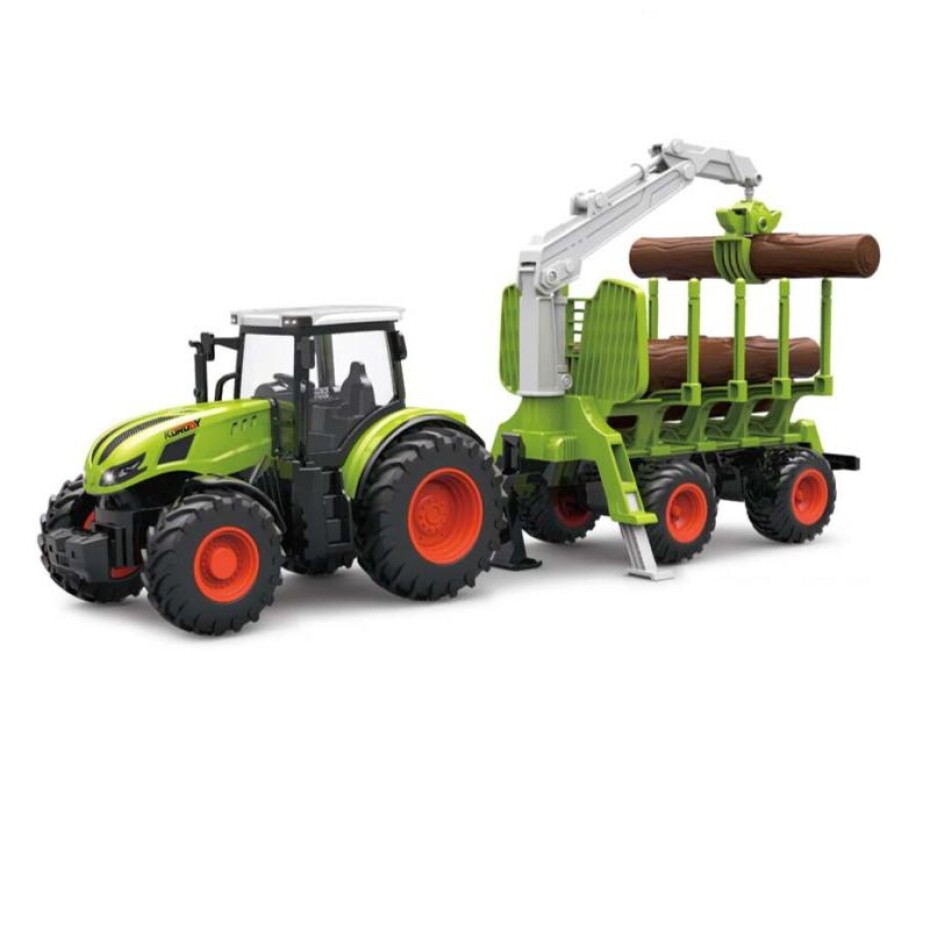 Korody RC Traktor 2,4 Ghz s vozíkem na dřevo, světla, zvuk 1:24 - main (0)