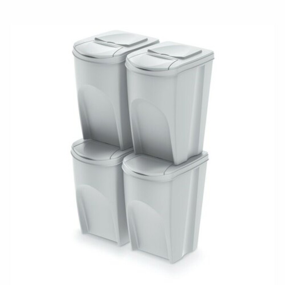 Koš na tříděný odpad Sortibox 35 l, 4 ks, popelavě šedá - main (0)