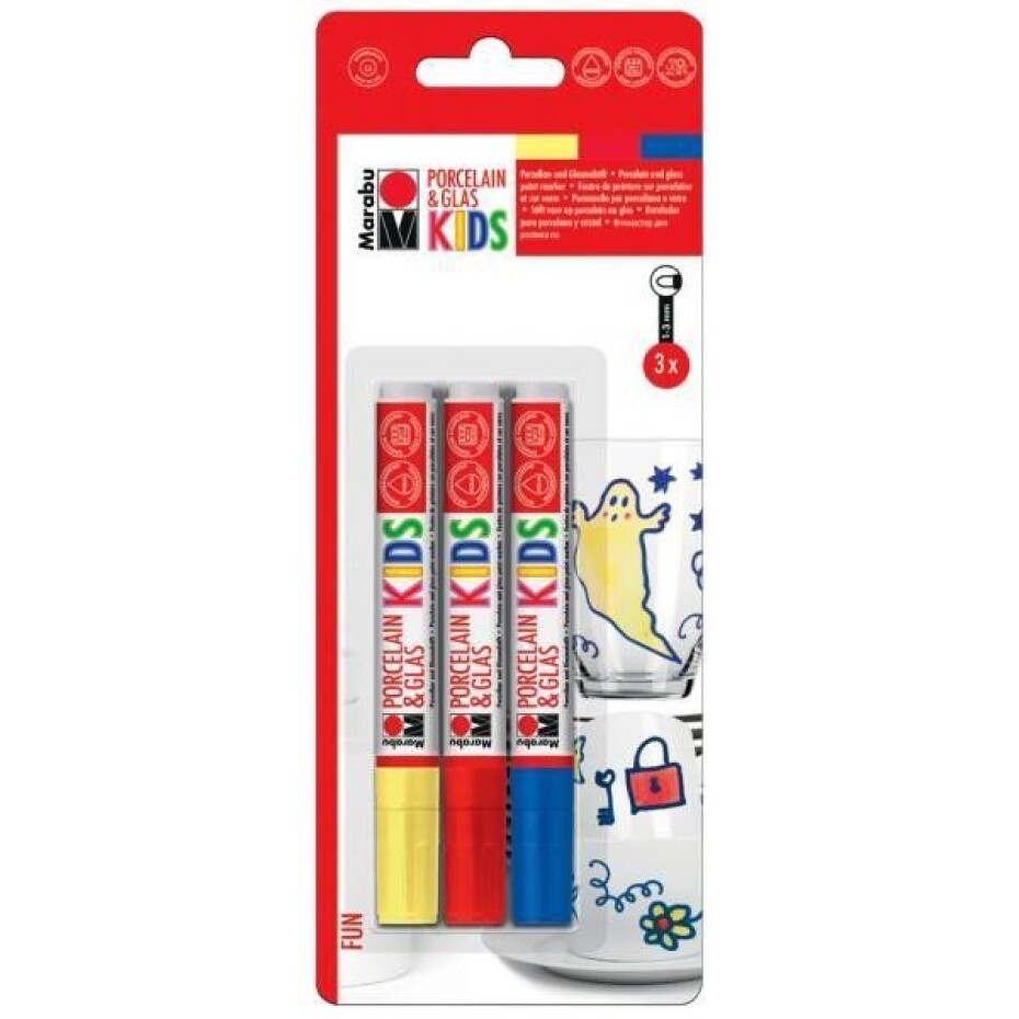 Marabu KiDS sada popisovačů na sklo a porcelán 3 ks - main (0)