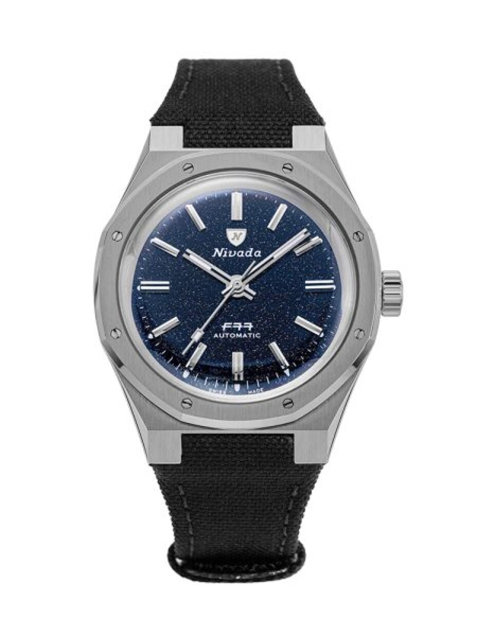 Nivada Grenchen F77 Titanium Dark Blue Aventurine - Canvas Velcro Strap - main (2)