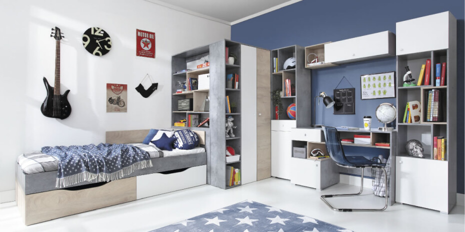 Meblar Šatní skříň SIGMA SI3 L/P Barva: beton/bílá/dub - main (6)