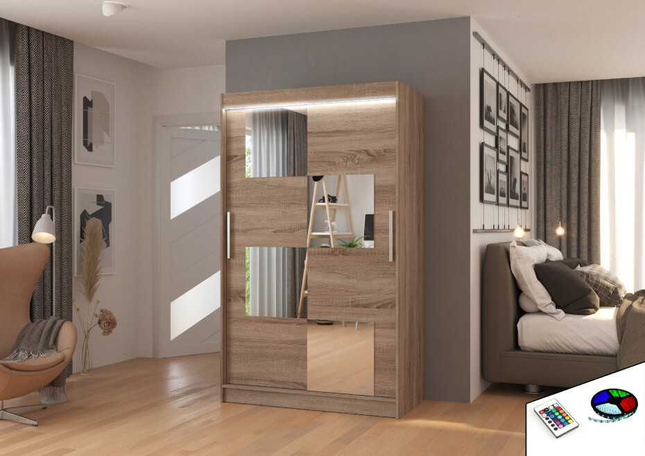 ArtAdrk Šatní skříň LUGANO | 120 cm Barva: Trufla - main (5)