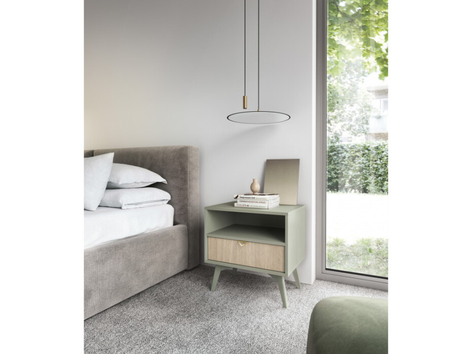 ArtPS Noční stolek TIMBER S54 | béžová/zelená - main (1)