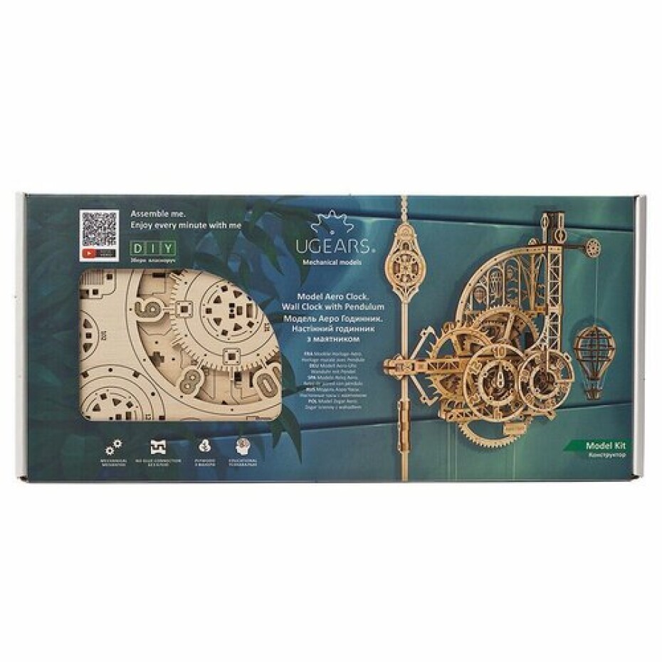 Ugears 3D dřevěné mechanické puzzle Nástěnné hodiny Aero - main (3)