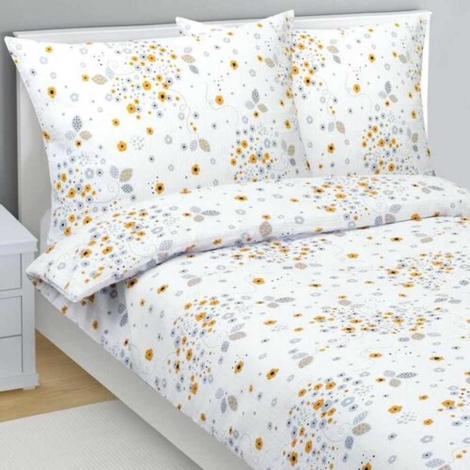 Bellatex Krepové povlečení Kytička šedá, žlutá - main (1)