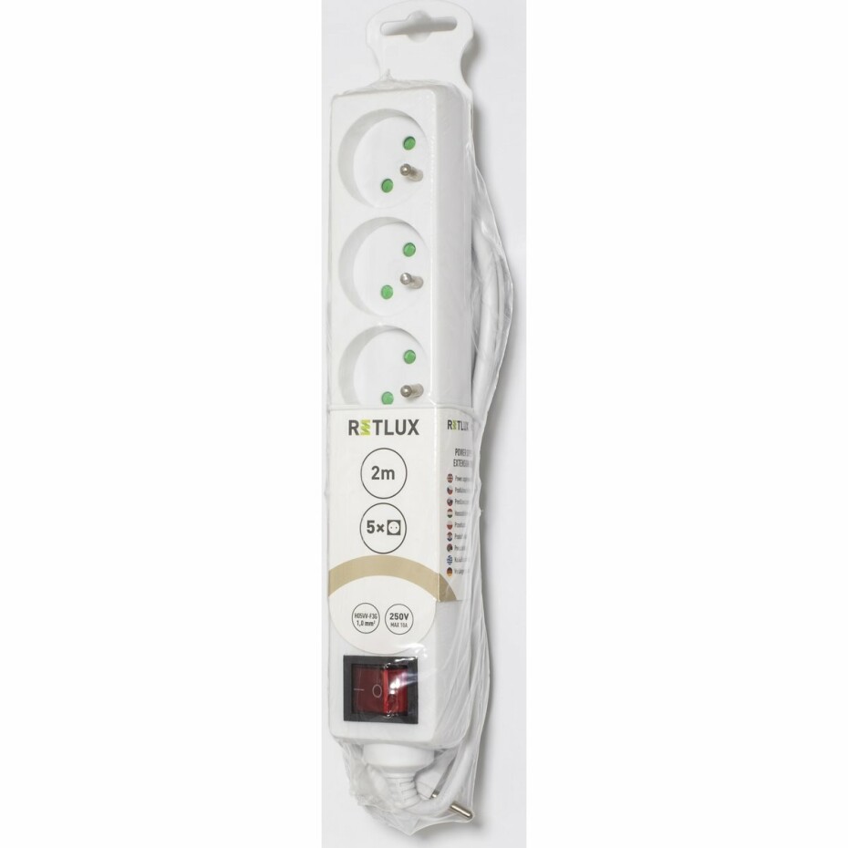 Retlux RPC 29 Prodlužovací kabel s vypínačem, 5 zásuvek, 2 m - main (1)