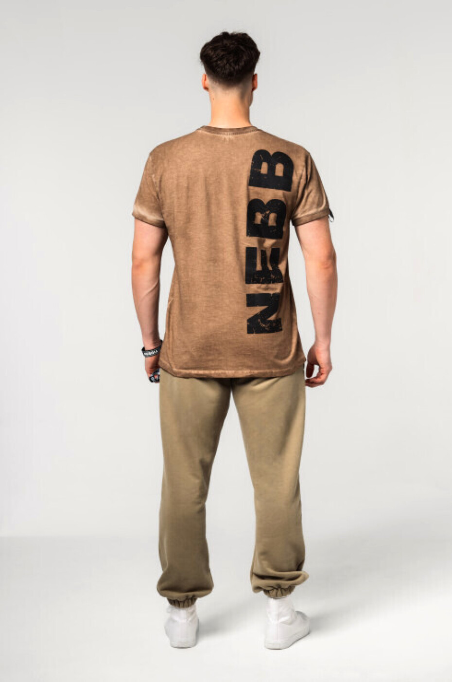 Pánské tričko Nebbia  Washed-off Cotton T-shirt MAX OUT Light Brown M - main (4)