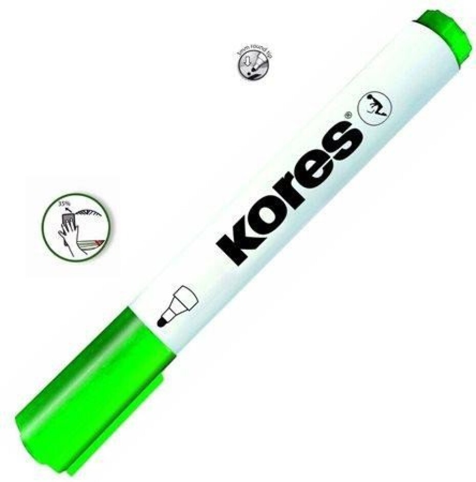 Kores Permanentní popisovač K-MARKER na bílé tabule a flip charty, kulatý hrot 3 mm, zelený - main (0)