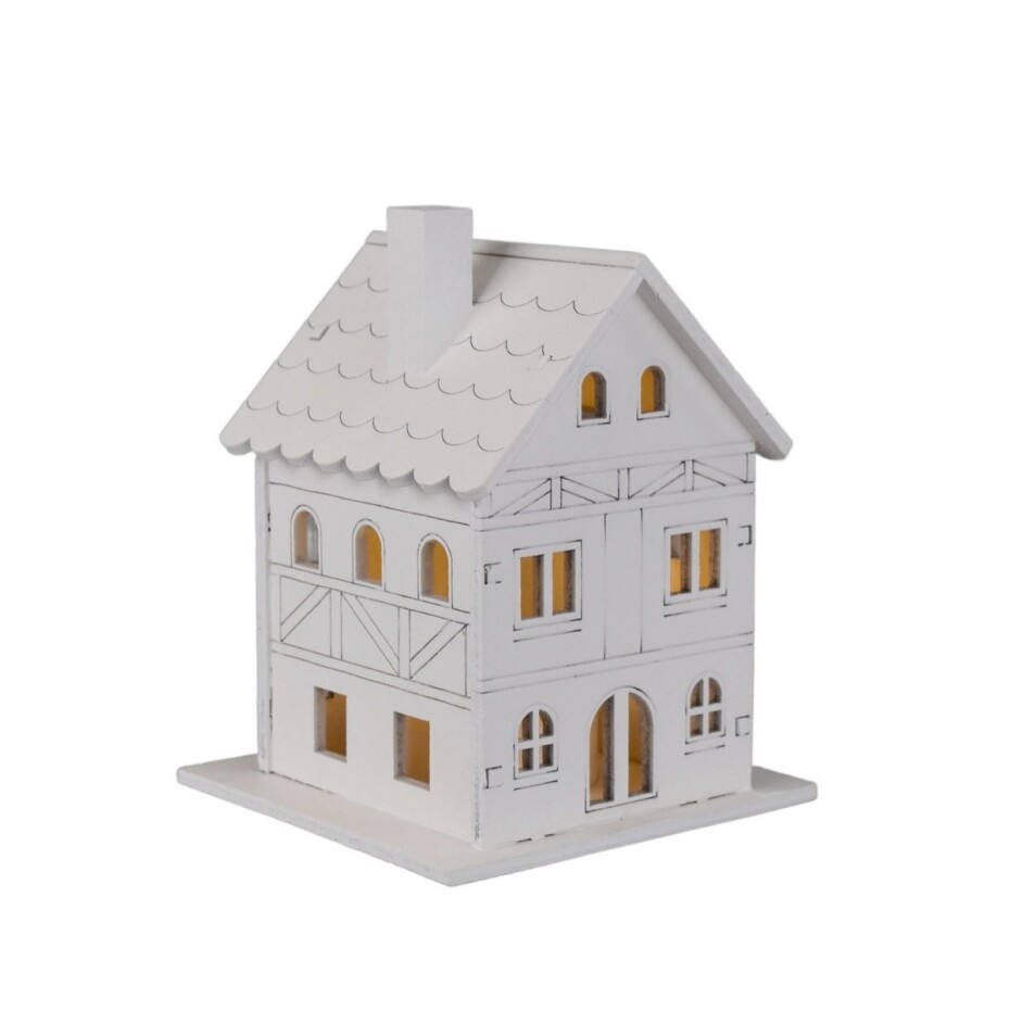 Vánoční svítící dekorace Dřevěný domek, 8 x 10 x 8 cm, LED - main (4)