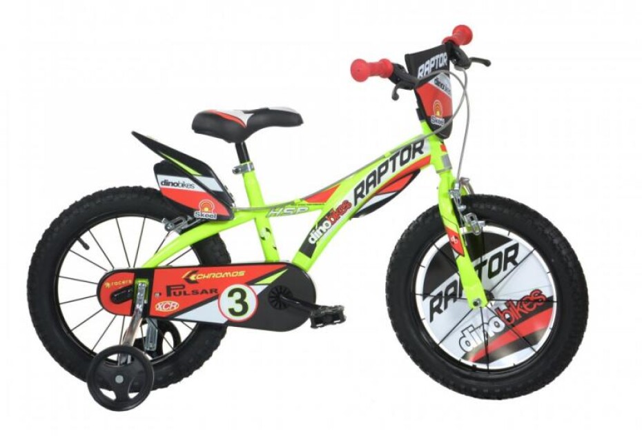 Dino 616-RP Raptor 16 neon yellow dětské kolo + reflexní sada - main (0)