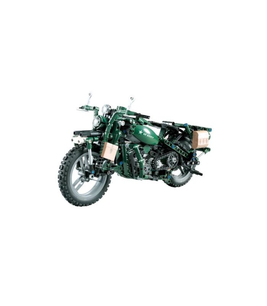 CaDA stavebnice vojenský motocykl 1:8 s elektrickým pohonem, 550 díllů - main (0)