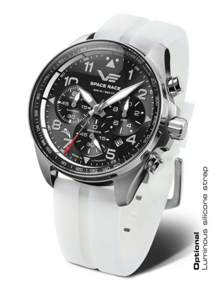 Vostok Europe Space Race Chrono Line 6S20-325A741S - Bílý silikonový řemínek (luminiscenční) - main (4)