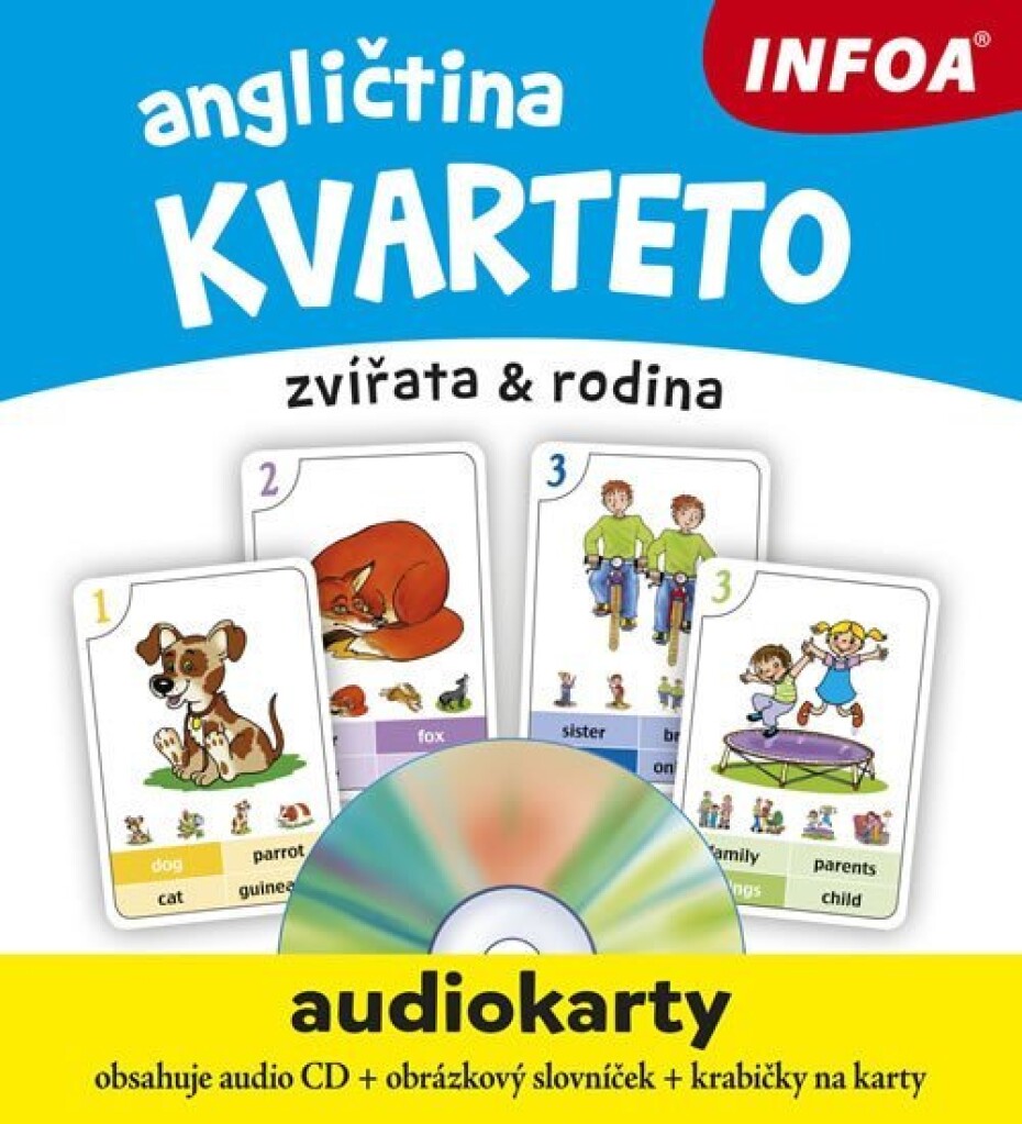Angličtina KVARTETO - Audiokarty + CD (zvířata a rodina) - main (0)